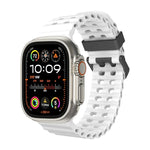 سوار ساعة سيليكون بثقوب مزدوجة الصف من أوشن، لسلسلة Apple Watch SE 2023 مقاس 44مم، لسلسلة Apple Watch Ultra 2 مقاس 49مم، لسلسلة Apple Watch 9 مقاس 45مم