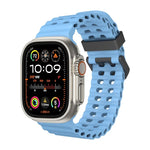 سوار ساعة سيليكون بثقوب مزدوجة الصف من أوشن، لسلسلة Apple Watch SE 2023 مقاس 44مم، لسلسلة Apple Watch Ultra 2 مقاس 49مم، لسلسلة Apple Watch 9 مقاس 45مم