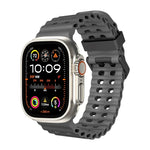 سوار ساعة سيليكون بثقوب مزدوجة الصف من أوشن، لسلسلة Apple Watch SE 2023 مقاس 44مم، لسلسلة Apple Watch Ultra 2 مقاس 49مم، لسلسلة Apple Watch 9 مقاس 45مم