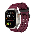 سوار ساعة سيليكون بثقوب مزدوجة الصف من أوشن، لسلسلة Apple Watch SE 2023 مقاس 44مم، لسلسلة Apple Watch Ultra 2 مقاس 49مم، لسلسلة Apple Watch 9 مقاس 45مم