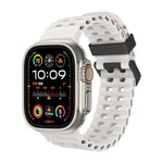 سوار ساعة سيليكون بثقوب مزدوجة الصف من أوشن، لسلسلة Apple Watch SE 2023 مقاس 44مم، لسلسلة Apple Watch Ultra 2 مقاس 49مم، لسلسلة Apple Watch 9 مقاس 45مم