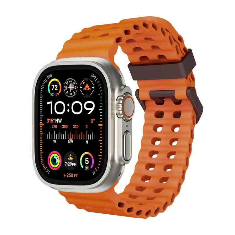 سوار ساعة سيليكون بثقوب مزدوجة الصف من أوشن، لسلسلة Apple Watch Ultra مقاس 49مم، لسلسلة Apple Watch 8 مقاس 45مم، لسلسلة Apple Watch SE 2022 مقاس 44مم