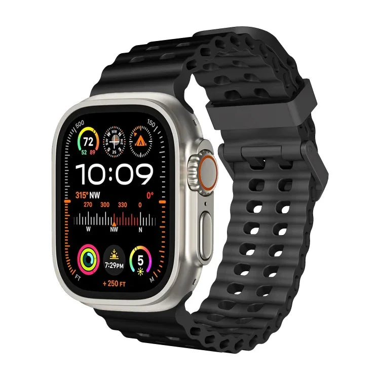 سوار ساعة سيليكون بثقوب مزدوجة الصف من أوشن، لسلسلة Apple Watch Ultra مقاس 49مم، لسلسلة Apple Watch 8 مقاس 45مم، لسلسلة Apple Watch SE 2022 مقاس 44مم