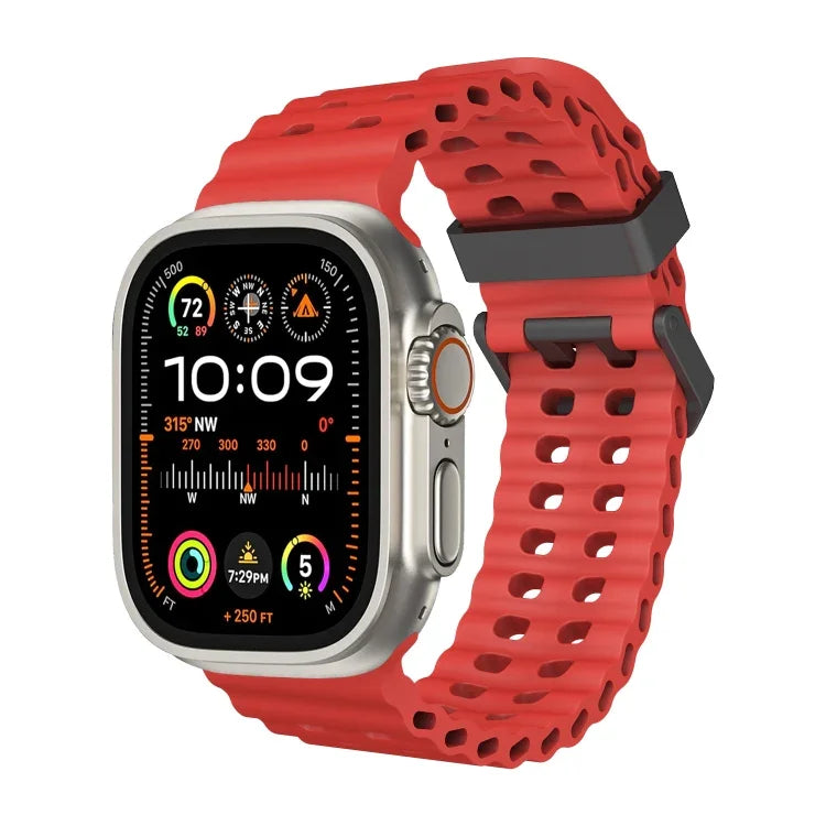 سوار ساعة سيليكون بثقوب مزدوجة الصف من أوشن، لسلسلة Apple Watch Ultra مقاس 49مم، لسلسلة Apple Watch 8 مقاس 45مم، لسلسلة Apple Watch SE 2022 مقاس 44مم