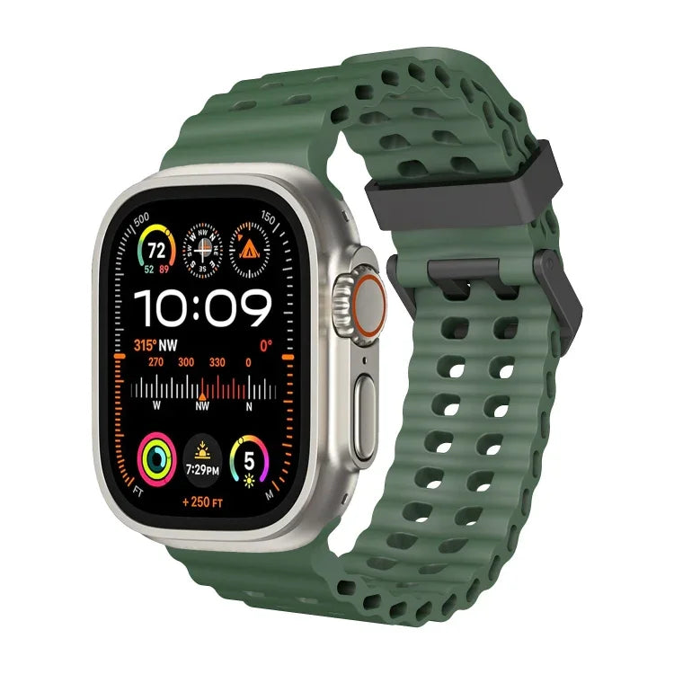 سوار ساعة سيليكون بثقوب مزدوجة الصف من أوشن، لسلسلة Apple Watch Ultra مقاس 49مم، لسلسلة Apple Watch 8 مقاس 45مم، لسلسلة Apple Watch SE 2022 مقاس 44مم