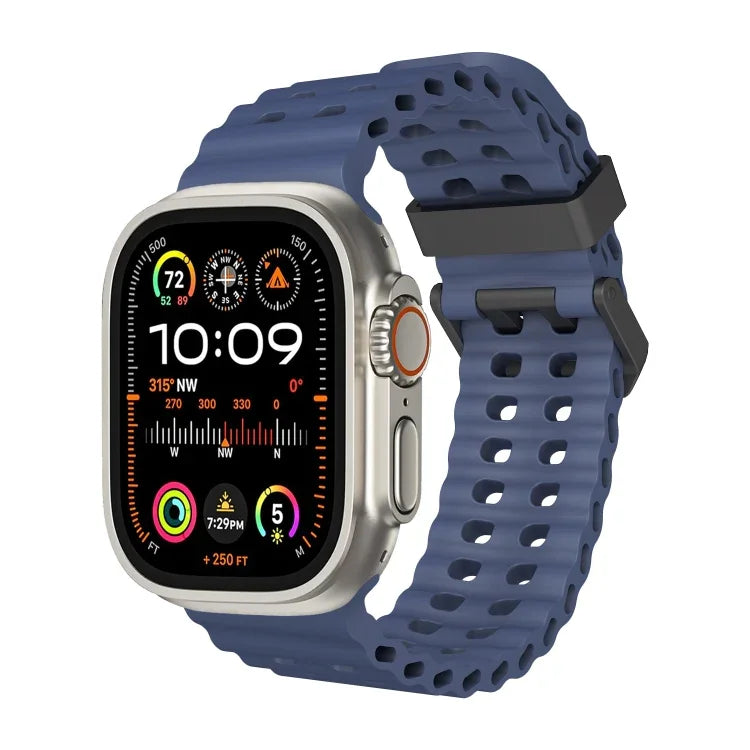 سوار ساعة سيليكون بثقوب مزدوجة الصف من أوشن، لسلسلة Apple Watch Ultra مقاس 49مم، لسلسلة Apple Watch 8 مقاس 45مم، لسلسلة Apple Watch SE 2022 مقاس 44مم