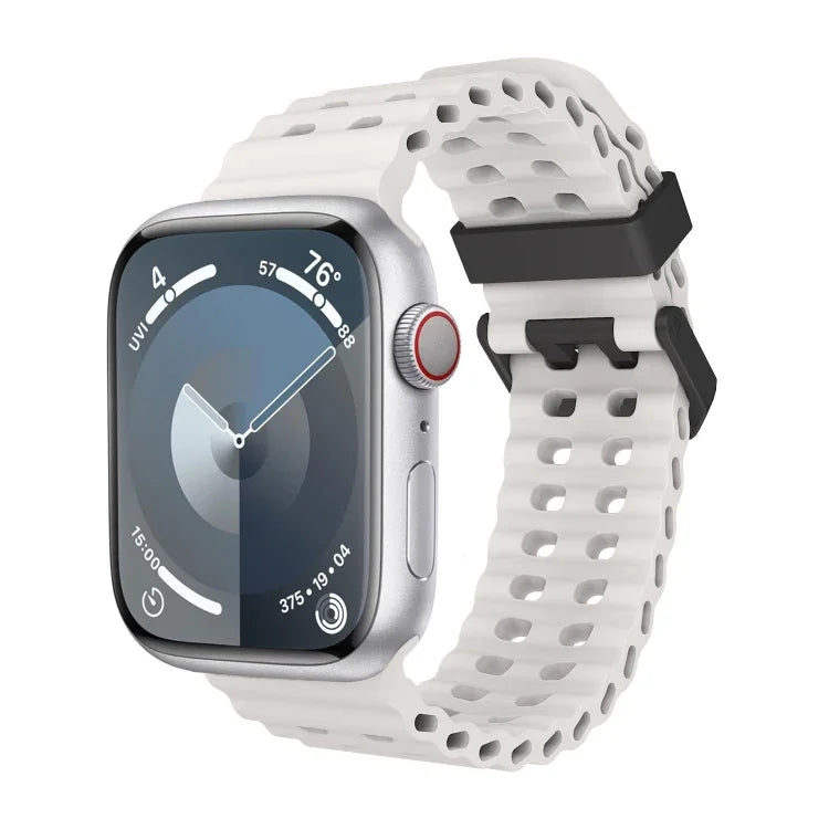سوار ساعة سيليكون بثقوب مزدوجة الصف من أوشن، لسلسلة Apple Watch 7 مقاس 45مم، لسلسلة Apple Watch SE مقاس 44مم، لسلسلة Apple Watch 6 مقاس 44مم