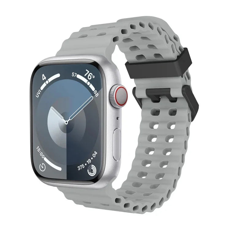 سوار ساعة سيليكون بثقوب مزدوجة الصف من أوشن، لسلسلة Apple Watch 7 مقاس 45مم، لسلسلة Apple Watch SE مقاس 44مم، لسلسلة Apple Watch 6 مقاس 44مم