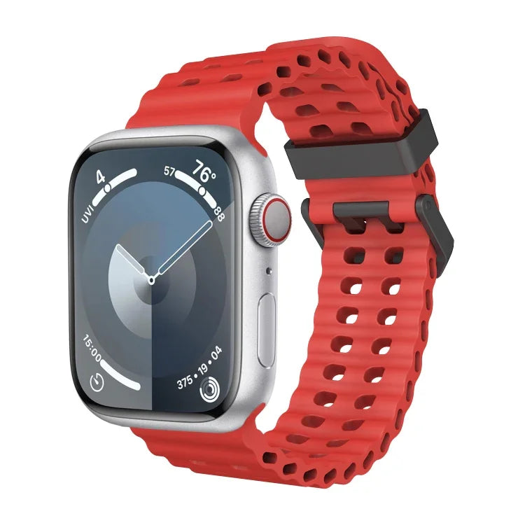 سوار ساعة سيليكون بثقوب مزدوجة الصف من أوشن، لسلسلة Apple Watch 7 مقاس 45مم، لسلسلة Apple Watch SE مقاس 44مم، لسلسلة Apple Watch 6 مقاس 44مم