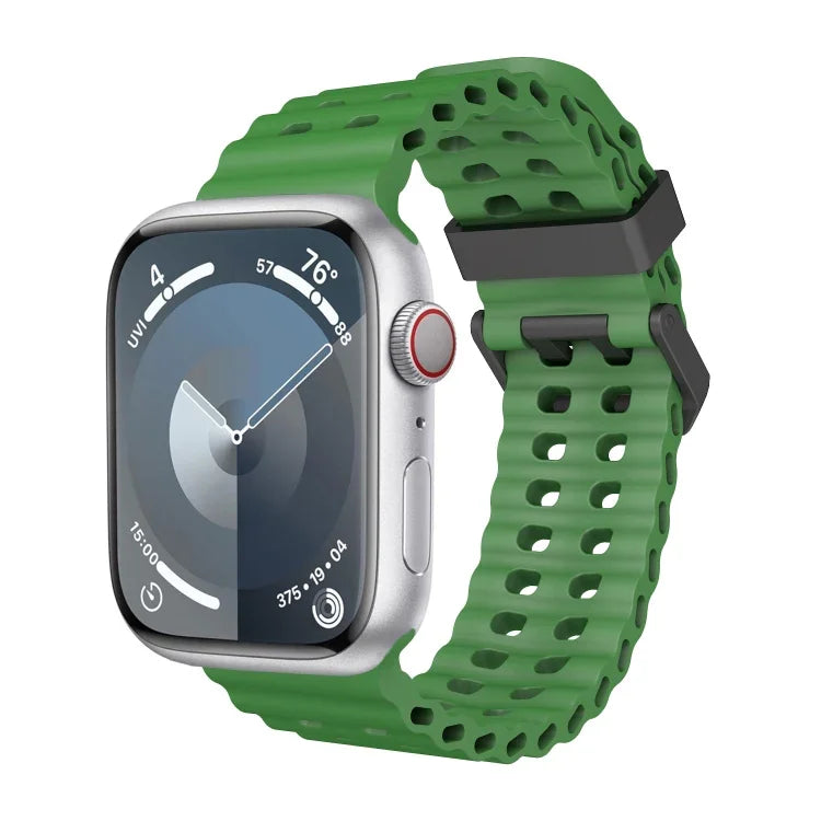 سوار ساعة سيليكون بثقوب مزدوجة الصف من أوشن، لسلسلة Apple Watch 7 مقاس 45مم، لسلسلة Apple Watch SE مقاس 44مم، لسلسلة Apple Watch 6 مقاس 44مم