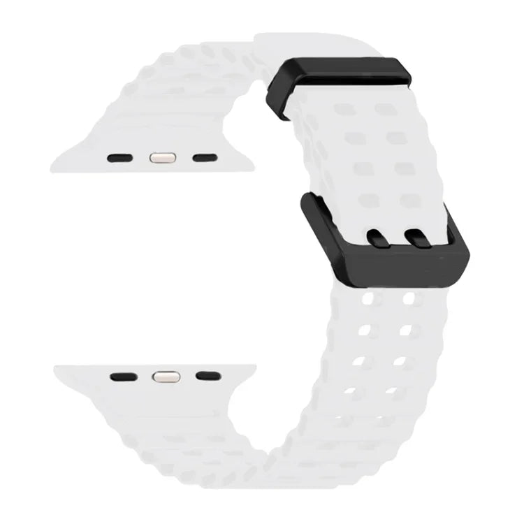 سوار ساعة سيليكون بثقوب مزدوجة الصف من أوشن، لسلسلة Apple Watch 5 مقاس 44مم، لسلسلة Apple Watch 4 مقاس 44مم، لسلسلة Apple Watch 3 مقاس 42مم