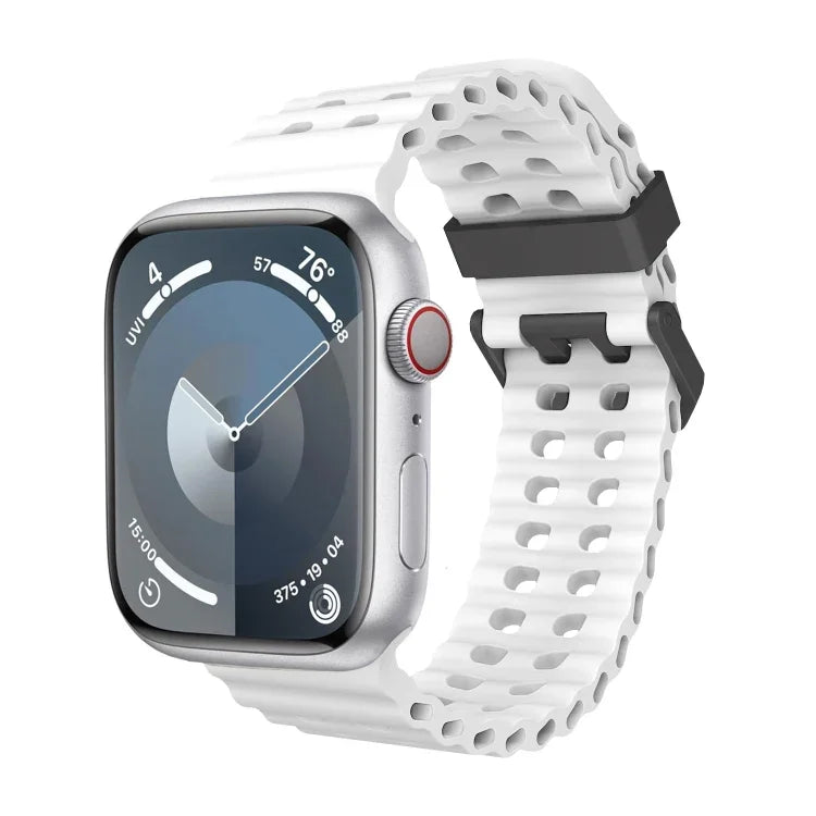 سوار ساعة سيليكون بثقوب مزدوجة الصف من أوشن، لسلسلة Apple Watch 5 مقاس 44مم، لسلسلة Apple Watch 4 مقاس 44مم، لسلسلة Apple Watch 3 مقاس 42مم