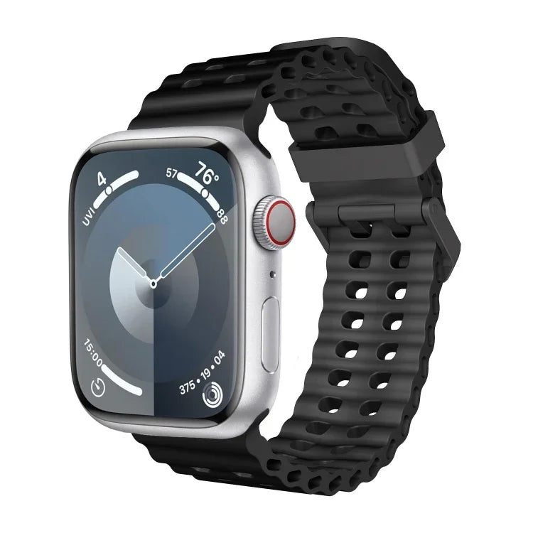 سوار ساعة سيليكون بثقوب مزدوجة الصف من أوشن، لسلسلة Apple Watch 5 مقاس 44مم، لسلسلة Apple Watch 4 مقاس 44مم، لسلسلة Apple Watch 3 مقاس 42مم