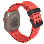 سوار ساعة سيليكون بثقوب مزدوجة الصف من أوشن، لسلسلة Apple Watch SE 2023 مقاس 44مم، لسلسلة Apple Watch Ultra 2 مقاس 49مم، لسلسلة Apple Watch 9 مقاس 45مم