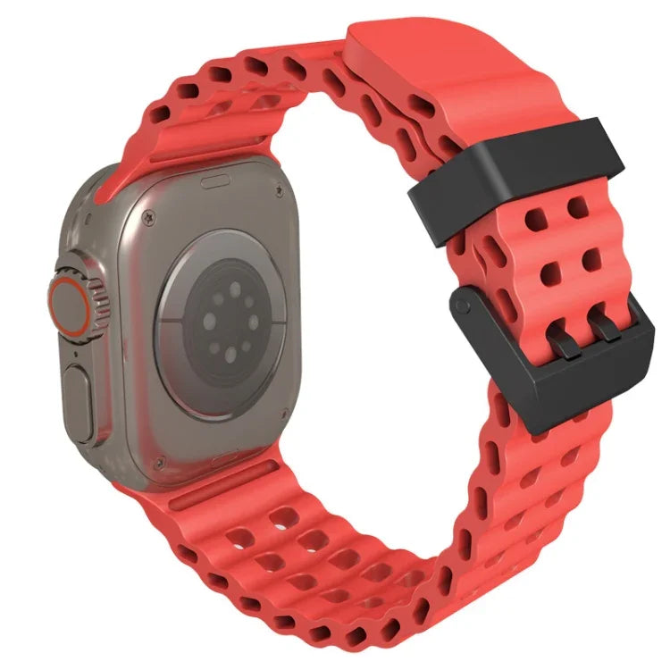 سوار ساعة سيليكون بثقوب مزدوجة الصف من أوشن، لسلسلة Apple Watch Ultra مقاس 49مم، لسلسلة Apple Watch 8 مقاس 45مم، لسلسلة Apple Watch SE 2022 مقاس 44مم