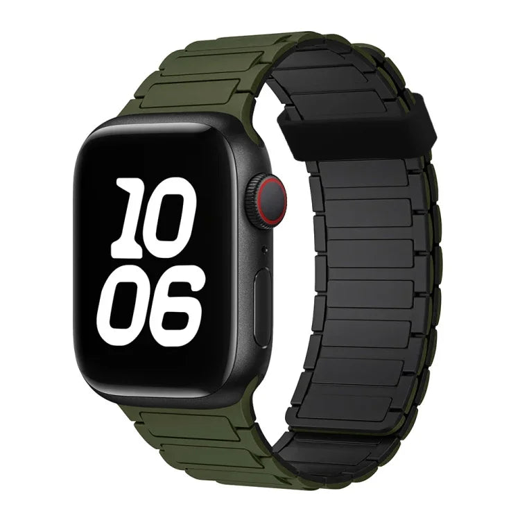 سوار ساعة سيليكون بحلقات مغناطيسية ثلاثية الحبات، لسلسلة Apple Watch 5 مقاس 44مم