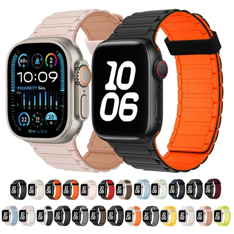 سوار ساعة سيليكون بحلقات مغناطيسية ثلاثية الحبات، لسلسلة Apple Watch 5 مقاس 44مم
