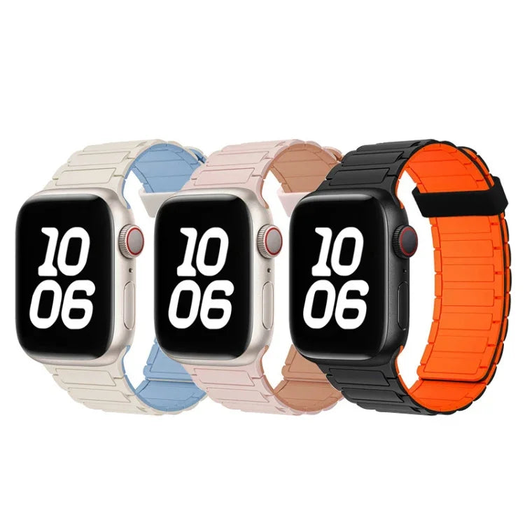 سوار ساعة سيليكون بحلقات مغناطيسية ثلاثية الحبات، لسلسلة Apple Watch 5 مقاس 44مم