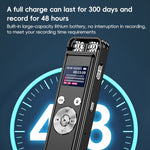 مسجل صوت ذكي مزود بميكروفون مزدوج متعدد الاتجاهات مع تقليل الضوضاء، 32GB، 64GB