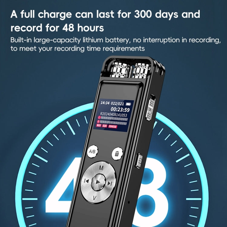 مسجل صوت ذكي مزود بميكروفون مزدوج متعدد الاتجاهات مع تقليل الضوضاء، 32GB، 64GB