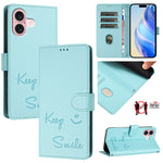 غطاء هاتف جلدي بنقش ابتسامة مع RFID، لـ iPhone 16، iPhone 15 Pro Max، iPhone 15 Pro، iPhone 15 Plus، iPhone 15، iPhone 14 Plus، iPhone 14 / 13، iPhone 14 Pro