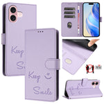 غطاء هاتف جلدي بنقش ابتسامة مع RFID، لـ iPhone 16، iPhone 15 Pro Max، iPhone 15 Pro، iPhone 15 Plus، iPhone 15، iPhone 14 Plus، iPhone 14 / 13، iPhone 14 Pro