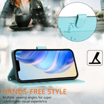 غطاء هاتف جلدي بنقشة ابتسامة مع حماية RFID، لأجهزة iPhone 14 Pro Max، iPhone SE 2022 / 2020 / 8 / 7، iPhone 13 Pro Max، iPhone 13 Pro، iPhone 13 mini، iPhone 12 / 12 Pro، iPhone 12 Pro Max، iPhone 12 mini