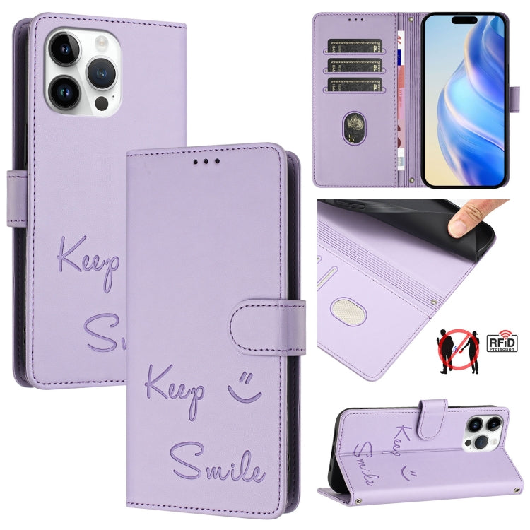 غطاء هاتف جلدي بنقشة ابتسامة مع حماية RFID، لأجهزة iPhone 14 Pro Max، iPhone SE 2022 / 2020 / 8 / 7، iPhone 13 Pro Max، iPhone 13 Pro، iPhone 13 mini، iPhone 12 / 12 Pro، iPhone 12 Pro Max، iPhone 12 mini