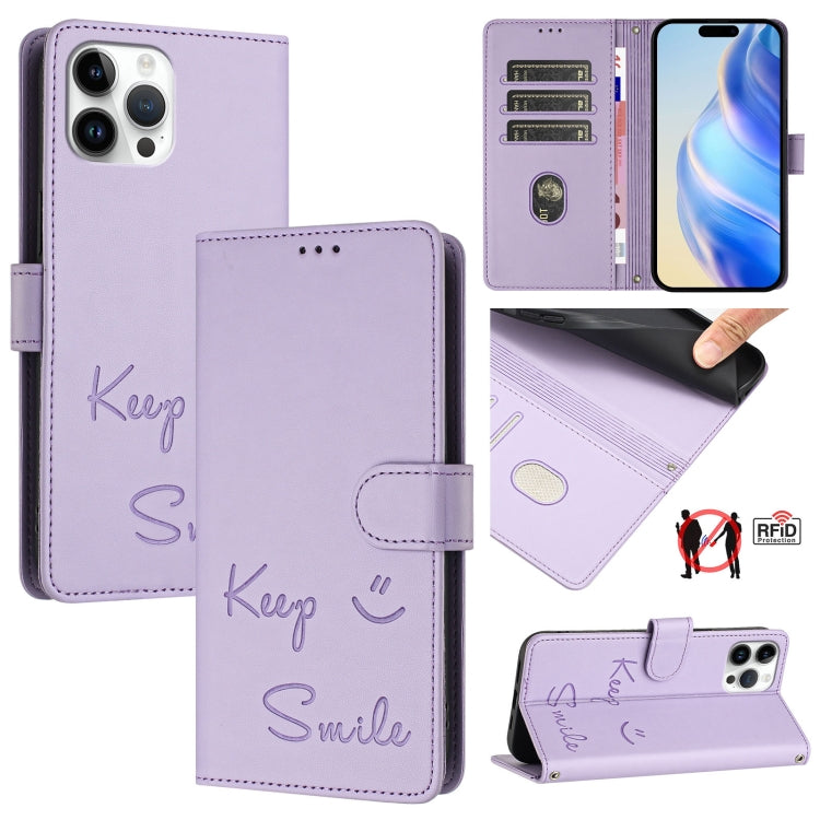 غطاء هاتف جلدي بنقشة ابتسامة مع حماية RFID، لأجهزة iPhone 14 Pro Max، iPhone SE 2022 / 2020 / 8 / 7، iPhone 13 Pro Max، iPhone 13 Pro، iPhone 13 mini، iPhone 12 / 12 Pro، iPhone 12 Pro Max، iPhone 12 mini