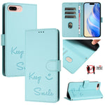 غطاء هاتف جلدي بنقشة ابتسامة مع حماية RFID، لأجهزة iPhone 11 Pro Max، iPhone 11، iPhone 11 Pro، iPod Touch 7 / 6 / 5، iPhone X / XS، iPhone XR، iPhone XS Max، iPhone 8 Plus / 7 Plus