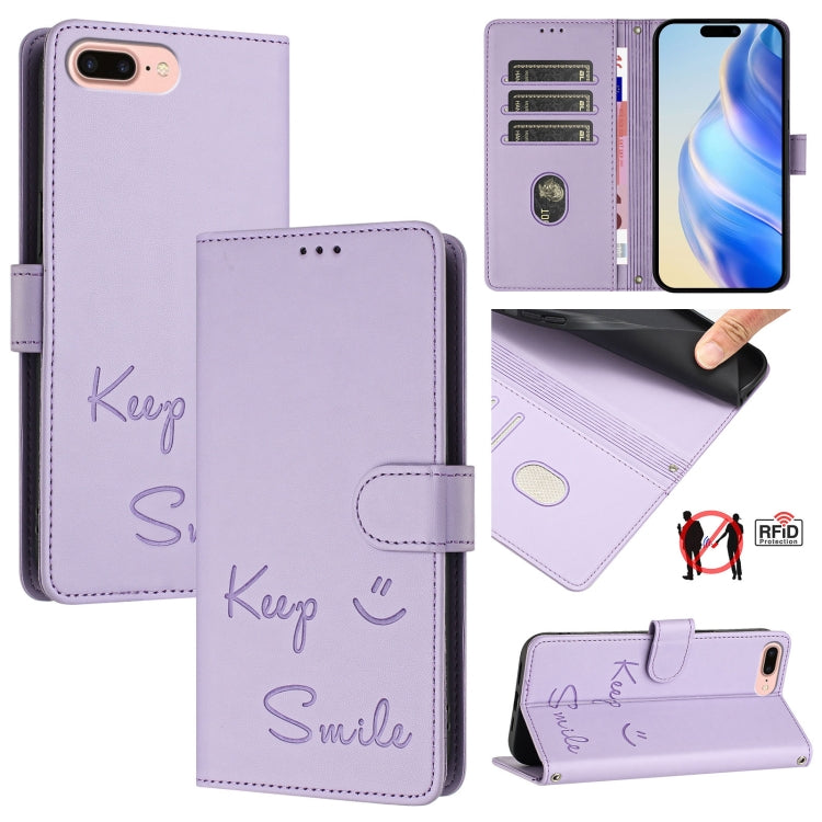 غطاء هاتف جلدي بنقشة ابتسامة مع حماية RFID، لأجهزة iPhone 11 Pro Max، iPhone 11، iPhone 11 Pro، iPod Touch 7 / 6 / 5، iPhone X / XS، iPhone XR، iPhone XS Max، iPhone 8 Plus / 7 Plus