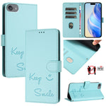 غطاء هاتف جلدي بنقشة ابتسامة مع حماية RFID، لأجهزة iPhone 11 Pro Max، iPhone 11، iPhone 11 Pro، iPod Touch 7 / 6 / 5، iPhone X / XS، iPhone XR، iPhone XS Max، iPhone 8 Plus / 7 Plus