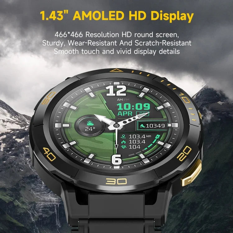 ساعة ذكية LEMFO Z1 بشاشة AMOLED 1.43 بوصة، شبكة 4G، أندرويد 8.1، 4GB+64GB، النسخة الأوراسية، 4GB+64GB