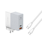 شاحن سفر LDNIO A2620C PD3.0 بقوة 65 واط مع كابل Type-C إلى Type-C، قابس الاتحاد الأوروبي، قابس الولايات المتحدة، قابس المملكة المتحدة
