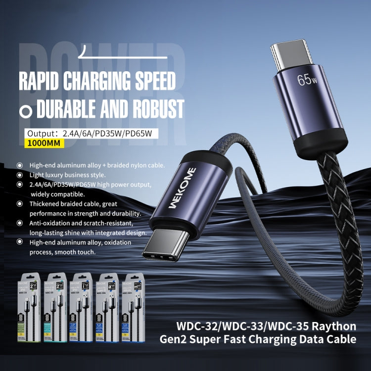 كابل بيانات شحن سريع WK WDC-32i Raython Gen2 بطول 1 متر 2.4 أمبير USB إلى 8 دبابيس، WDC-32i