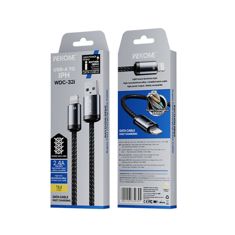 كابل بيانات شحن سريع WK WDC-32i Raython Gen2 بطول 1 متر 2.4 أمبير USB إلى 8 دبابيس، WDC-32i