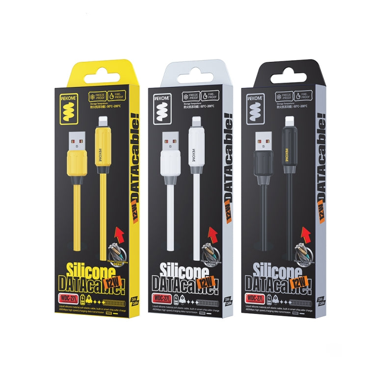 كابل بيانات شحن سريع WK WDC-27i من السيليكون الطبيعي المرن بطول 1 متر 12 واط USB إلى 8 دبابيس، WDC-27i