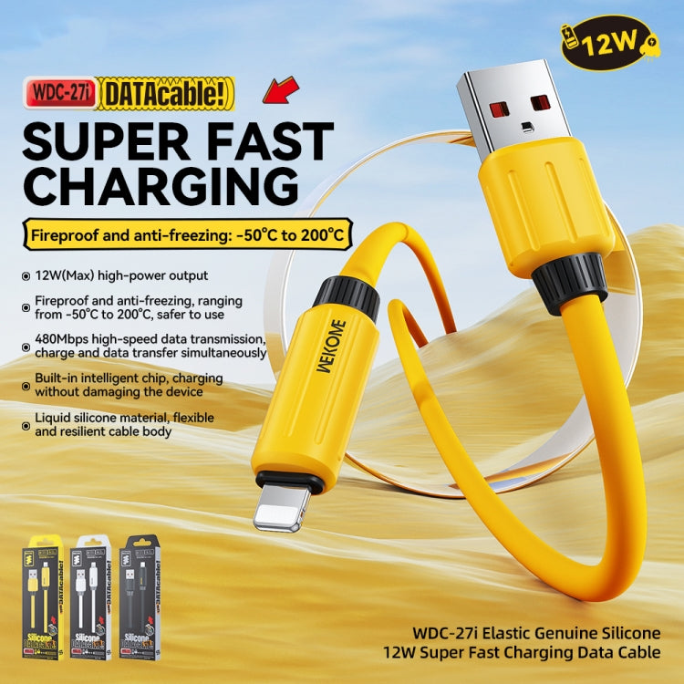 كابل بيانات شحن سريع WK WDC-27i من السيليكون الطبيعي المرن بطول 1 متر 12 واط USB إلى 8 دبابيس، WDC-27i