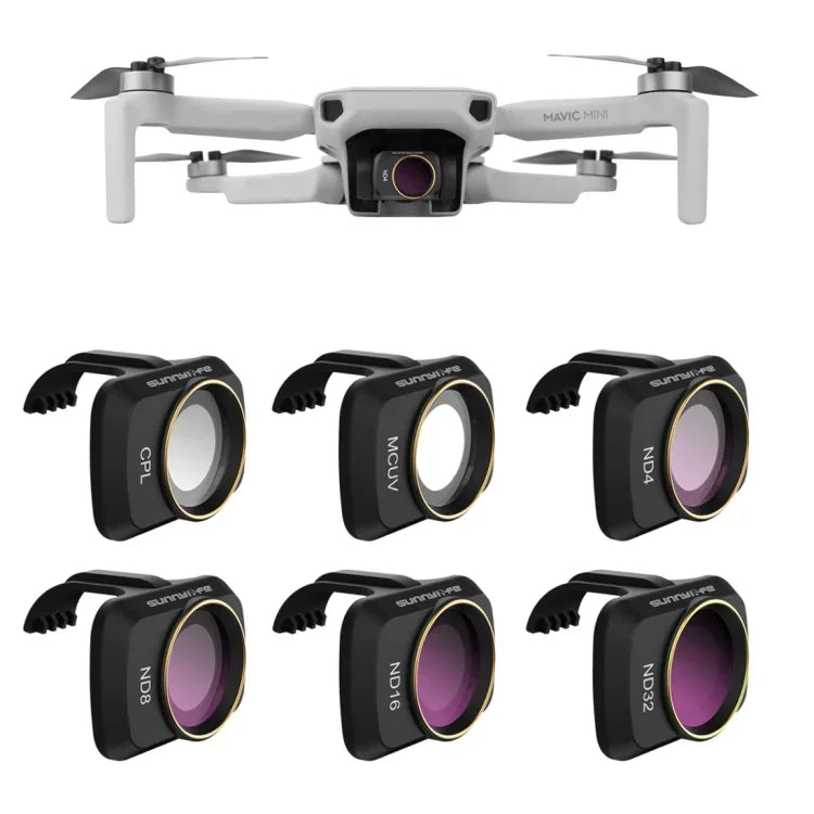 فلتر عدسة Sunnylife MM-FI9258 لطائرة DJI Mavic mini 6 في 1، MCUV+CPL+ND4+ND8+ND16+ND32