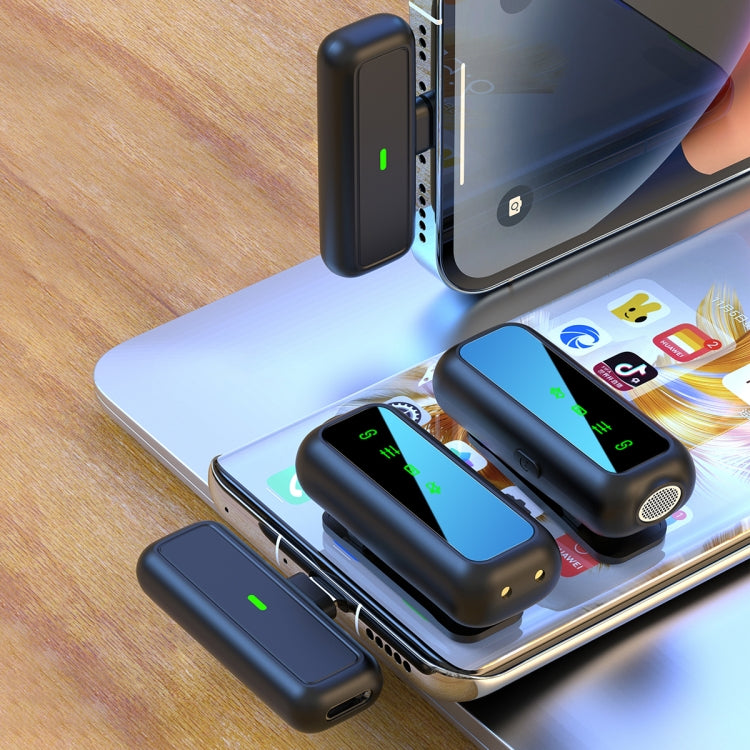 ميكروفون لاسلكي لافاليير SX6 1 إرسال + 2 استقبال مع شاشة رقمية وصندوق شحن، Type-C، 8 دبابيس