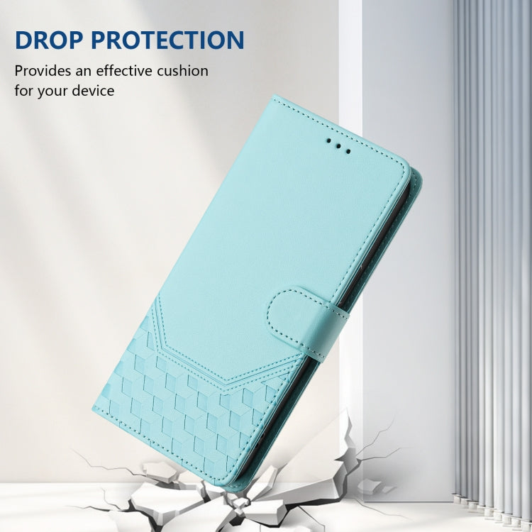 غطاء هاتف جلدي بنقش خلية النحل مع تقنية RFID، لهواتف iPhone 14 Pro Max، iPhone SE 2022 / 2020 / 8 / 7، iPhone 13 Pro Max، iPhone 13 Pro، iPhone 13 mini، iPhone 12 / 12 Pro، iPhone 12 Pro Max، iPhone 12 mini