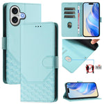 غطاء هاتف جلدي بنقش خلية النحل مع حماية RFID، لهواتف iPhone 17e / 16e، iPhone 17 Pro Max، iPhone 17 Pro، iPhone 17، iPhone Air، iPhone 16 Pro Max، iPhone 16 Pro، iPhone 16 Plus