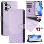 غطاء هاتف جلدي بنقش خلية النحل مع حماية RFID، لهواتف iPhone 17e / 16e، iPhone 17 Pro Max، iPhone 17 Pro، iPhone 17، iPhone Air، iPhone 16 Pro Max، iPhone 16 Pro، iPhone 16 Plus