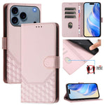 غطاء هاتف جلدي بنقش خلية النحل مع حماية RFID، لهواتف iPhone 17e / 16e، iPhone 17 Pro Max، iPhone 17 Pro، iPhone 17، iPhone Air، iPhone 16 Pro Max، iPhone 16 Pro، iPhone 16 Plus