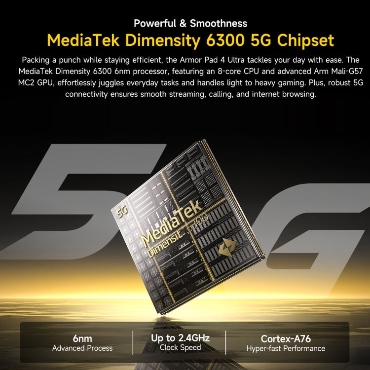 جهاز لوحي متين Ulefone Armor Pad 4 Ultra Thermal Version، شاشة 10.36 بوصة، أندرويد 14، معالج MediaTek Dimensity 6300 ثماني النواة، شبكة 5G، قابس الاتحاد الأوروبي، Armor Pad 4 Ultra Thermal Imaging