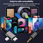 كابل محول 2 في 1 من 8 دبابيس، USB-C / Type-C إلى AUX صوتي 3.5 مم للسيارة، Type-C، 8 دبابيس إلى 3.5 مم، الطول: 1 متر