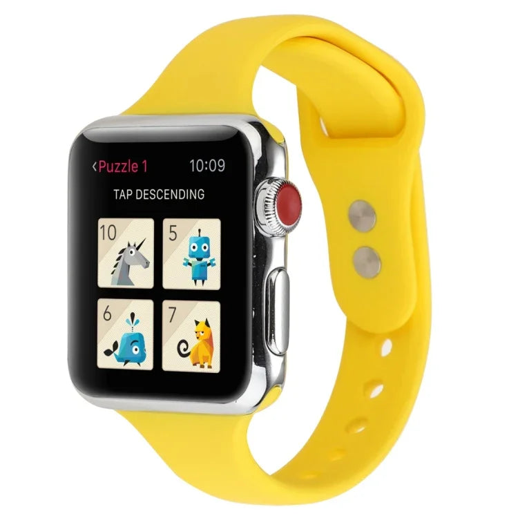 Thin Silicone Double Buckle Replacement Wrist Strap, For Apple Watch Series 7 41mm / 6 & SE & 5 & 4 40mm / 3 & 2 & 1 38mm, For Apple Watch Series 8&7 41mm / SE 2&6&SE&5&4 40mm / 3&2&1 38mm