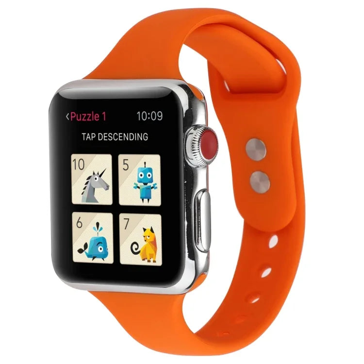 Thin Silicone Double Buckle Replacement Wrist Strap, For Apple Watch Series 7 41mm / 6 & SE & 5 & 4 40mm / 3 & 2 & 1 38mm, For Apple Watch Series 8&7 41mm / SE 2&6&SE&5&4 40mm / 3&2&1 38mm