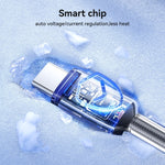 JOYROOM S-A42 سلسلة كريستال واضحة كابل بيانات شحن سريع، الطول: 1.2م، كابل Type-C إلى Type-C، كابل Type-C إلى 8 دبابيس، كابل USB إلى Type-C، كابل USB إلى 8 دبابيس