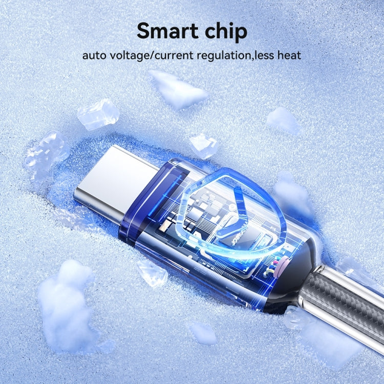 JOYROOM S-A42 سلسلة كريستال واضحة كابل بيانات شحن سريع، الطول: 1.2م، كابل Type-C إلى Type-C، كابل Type-C إلى 8 دبابيس، كابل USB إلى Type-C، كابل USB إلى 8 دبابيس